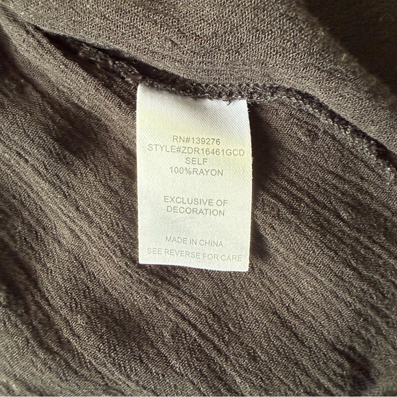 Boho Peasant Embroidered Swiss Dot Short Cap Sleeve Black Top Size Medium - Picture 7 of 10